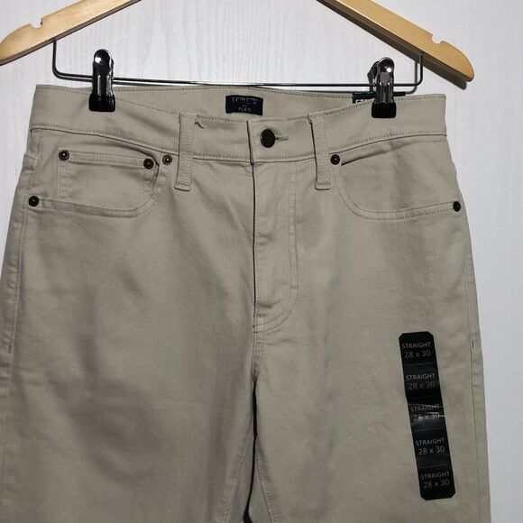 J Crew Pants Mens 28 x 30 Tan Stone Straight Garment Dyed Five Pocket New - Picture 5 of 14